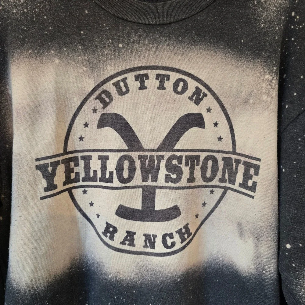 Yellowstone Dutton Ranch Bleached Sweatshirt Gray XL Flex Fleece - Picture 2 of 6
